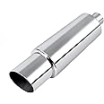 EVIL ENERGY Exhaust Muffler,Stainless Steel Exhaust Tip,Universal 14.6" Length (Non Burnt,2" Inlet 3" Outlet)