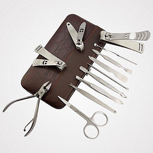 Portable Professional Manicure Set From AsaVea for Men/Women/Ladies/Teens/Girls with Stainless Steel Tools 12 Pieces Including 3 Kinds of Nail Clippers Scissors Eyebrow Tweezers Cuticle Utensils and Ear Picker Great for Pedicures Too/Mini Compact Size Kit Easy to Store Perfect for Travel Car Office Outdoor Use Comes with Secure Leather Case Get an Expert Look in a Jiffy