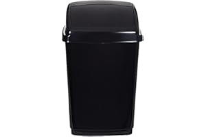 ZARVICZONIA 10L/30L/50L Premium Plastic Swing Bins Durable For Kitchen Bathroom Rubbish Office Room Trash Rubbish Recycling and General Waste (Black, 30 Litre)