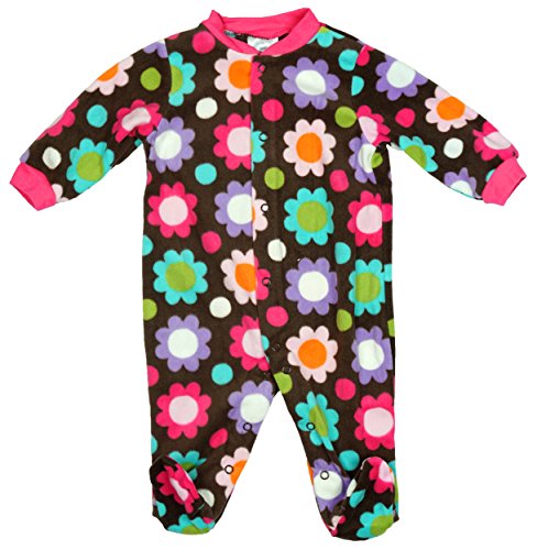 Girls Baby Daisy Flowers Fleece All in One Sleepsuit Romper sizes from Newborn to 9 Months