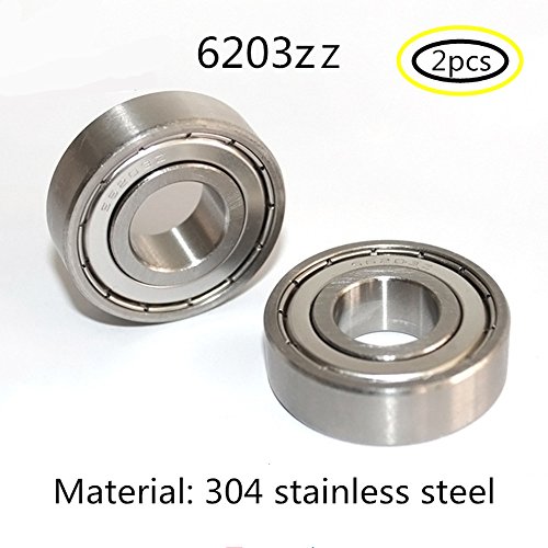 Preisvergleich Produktbild 304 Edelstahl 6203ZZ Abgeschirmte Industrie Rillenkugellager 17x40x12mm Radial Kugellager 2PCS (6203zz)