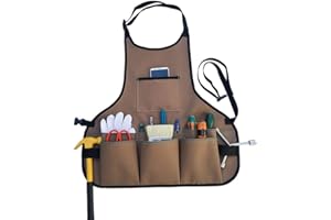 KIUIOM Delantal de Trabajo de Lona,Duradero Delantal para Herramientas Organizadas Hombre y Mujer,Ajustable de Tela con Bolsillos Multifunción para Carpinteros,para Carpintero Jardín Pintor Barrista Apto