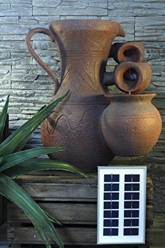 Solar Springbrunnen in Terrakotta-Optik Gartenbrunnen Kaskade Krüge