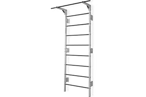 ‎POTENZA Potenza Sprossenwand mit Klimmzugstange Pull Up Bar Turngeräte Fitness Turnwand Klettergerüst bis 250kg Kletterwand Gym Sportgerät für Erwachsene Heim Turnhalle