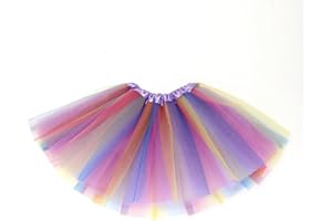 BCHKO 1 pièce Jupe en tulle fille, Tutu arc-en-ciel enfant, Jupe ballet en couches, Robe de danse princesse, pour fête d'anniversaire danse festival, Tutu femme (pour 3-8 ans) (Multicolore)