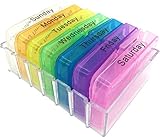 PuTwo Travel Box Pill Organizer 7 Day AM and PM Case with 28 Compartments