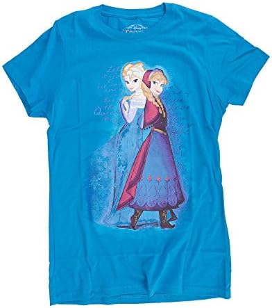 Disney Frozen Script Sisters Juniors Turquoise T-Shirt