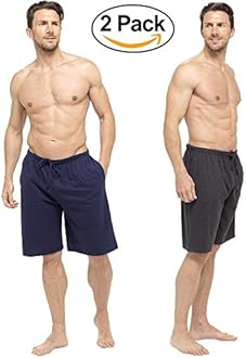 Mens Pyjama Shorts - Comfy Lounge Shorts with Pockets Pack of 2