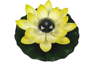 SOLUSTRE LED Solarbetriebene Wasserlaterne Schwimmlaterne Lotus Laterne Künstliche Seerose Lotusblüte Lotusblatt Deko für Pool Teich Garten Hochzeit Party Dekoration Gelb