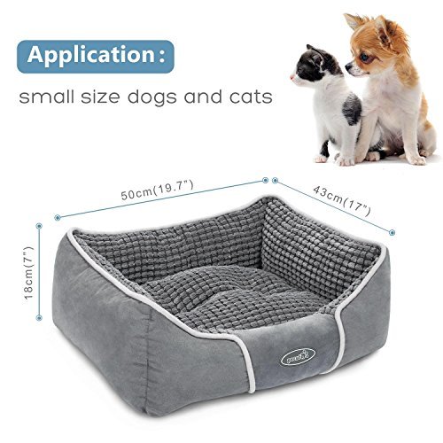 Pecute-Deluxe-Pet-Bed-for-Cats-and-Small-Medium-Dogs-Rectangle-Cuddler-with-Soft-Detachable-Cushion-Grey