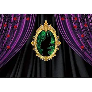 Allenjoy 7x5ft Fabric Maleficent Theme Party Backdrop Thorns Roses Witch Purple Curtain Photography Background for Decoration Banner Supplies Props Photos Studio