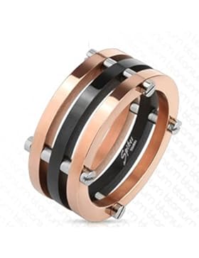 Paula & Fritz® Ring Titan schwarz roségold 9mm breit Stylish Two Toned Mens verfügbare Ringgrößen 57 (18) 69 (...