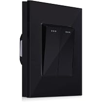 Enchufe Doble De Vidrio Negro Con Marco | Toma De Pared 2 Compartimentos | Control Parental | Sunlight4home