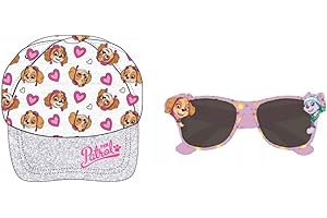 EPLUSM Paw Patrol Sonnenhut Mädchen, Baseballcap Kinder Mädchen und Sonnenbrille Set, Skye Everest Sonnenhut Kinder Mädchen Jungen ab 2-10 Jahren, UV 400 Schutz
