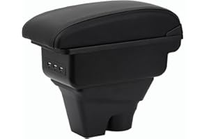 YJYWZH Accoudoirs Compatible avec Citroen C3 C4 Accoudoir noir Pièces de rénovation Interieure la boîte de rangement centrale Avec port 3 USB Noir
