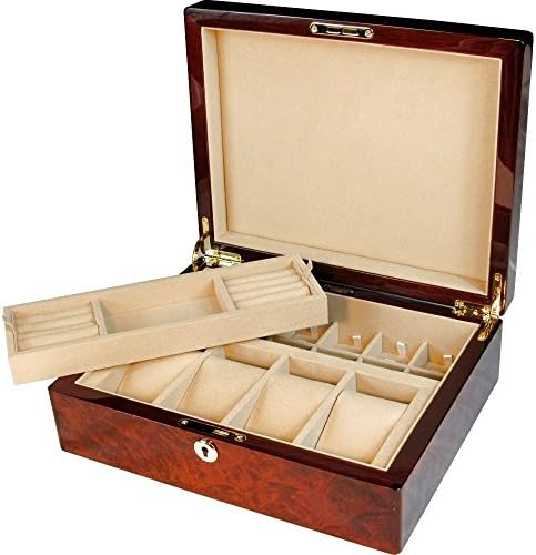 Makah Burl Wood Gents Valet Box with Lock