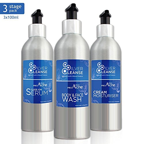 3 Stage Pro Active Acne Attack Pack Kit with SilverCleanse Colloidal Silver Ion Technology (SSIT) - Help eliminate inflammatory & non-inflammatory Acne from your face & body with our 3 stage acne attack pack Perfect for teenage spots and blemishes! - 6 week supply of these highly active organic anti acne solutions in 1 full pack.