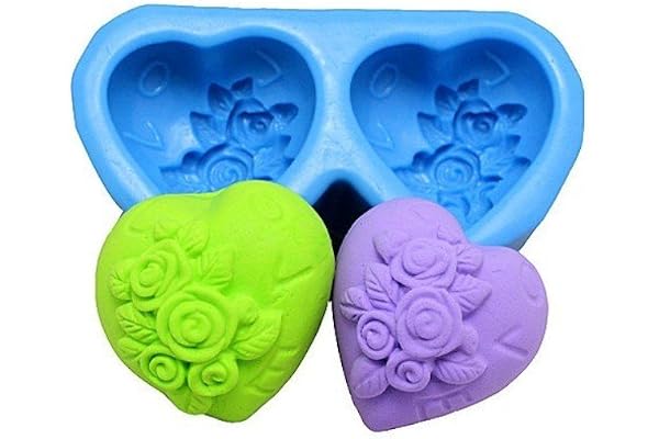 Allforhome moules 2-silicone pour savon casting "coeur de roses"