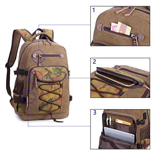 Neuleben 15 6 Zoll Laptop Rucksack mit USB Ladeport Schulrucksack Schultasche auc Canvas Vintage Rucks  cke Damen Herren Jungen f  r Schule Uni Busine