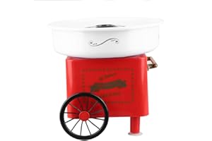 HUOLE Machine à barbe à papa rétro avec 10 bâtonnets et gobelet mesureur selon le modèle d'un appareil à barbe à papa de 1900, Cotton Candy Machine pour anniversaire d'enfant,Rose (31 * 31 * 30cm)