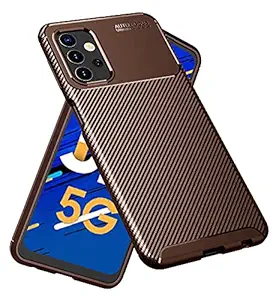 Golden Sand for Samsung Galaxy M32 5G Back Cover Shockproof Slim Armor Aramid Carbon Fibre Rugged TPU Case for Samsung Galaxy M32 5G Mobile, Coffee Brown