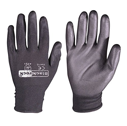 1 Pair Of Blackrock Size 8/Medium Black PU Work Safety Gloves