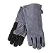 Produktbild Relaxdays Grillhandschuhe Leder, hitzebeständige Ofenhandschuhe, XL Schutzhandschuhe, grau