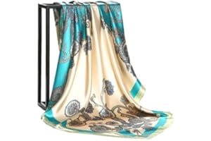 ZiaWorld Silk Scarf Women's Print Hair Neckline, Hijab Handkerchief, Soft Shawls And Wraps Bandanna Female Ladies Printed Scarves Stoles, Bufandas 90 x 90 cm
