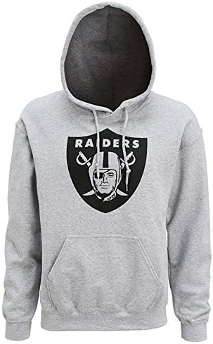 Oakland Raiders Large Logo Hoodie Official American Sports Merchandise 50% Cotton 50% Polyester (Medium, Heather Grey)