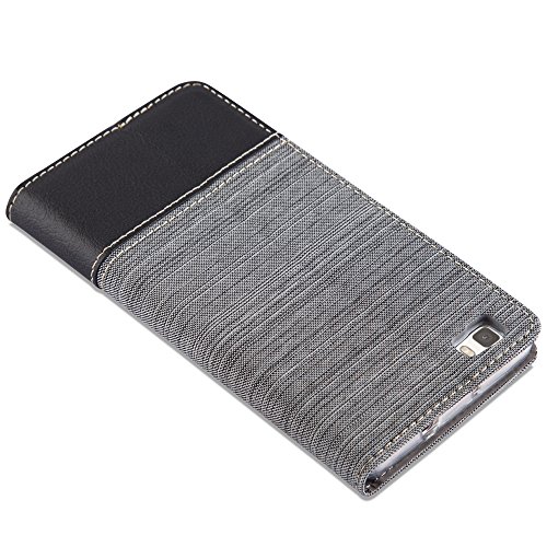 Huawei P8 LITE Funda Estilo Libro en GRIS NEGRO de Cadorabo  Dise  o TELO-CUERO-ARTIFICIAL      Cubierta Protectora con Cierre Magn  tico  Tarjetero y Funci  n de Suporte     Protecci  n Carcasa Caja Etui Case Cover