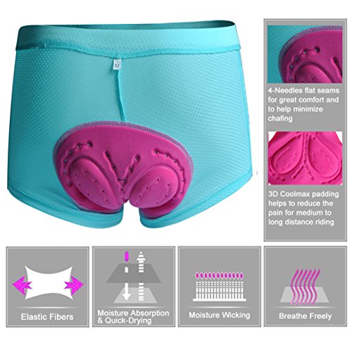 iCreat Damen Radunterhose Bike Fahrradunterwäsche Unterwäsche Briefs mit Sitzpolster Rosa S/M/L/XL/2XL - 4