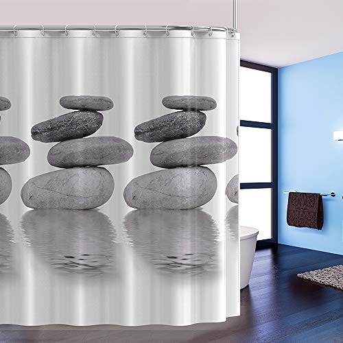 Cortina de baño, htovila Cortina de ducha de poliéster con 12 ganchos, 180 x 180 cm
