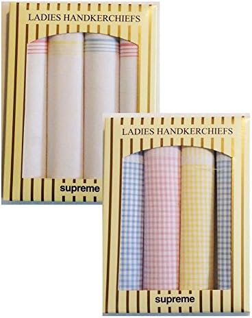 Set of Two Ladies Luxury 100% Cotton Handkerchiefs in Gift Box