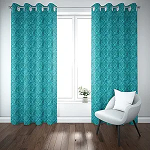 The Household Semi Sheer Curtains for Living Room 9 Feet Long Light Filtering & Privacy Window Treatment Sets for Girls Bedroom with Gromments and Matching Curtain Straps - 2 Panels, Blue