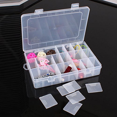 Soledi Kunststoff-Aufbewahrungsbox mit 24 Fächern, Schachtel für Perlen, Ohrringe, Schmuck-Organizer - 2