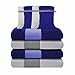 Produktbild Liness-Stripes 8 tlg Handtuch-Set 4 Handtücher 50x100 cm 4 Waschhandschuhe Waschlappen 16x21 cm 100% Baumwolle weiss blau