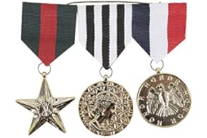 P'TIT CLOWN - 92010 - Médailles Militaires, Décorations pour Bravoure - Accessoire de Déguisement - Lot de 3 - Pour Carnaval, Fêtes à Thèmes, DDay, Cosplay, Halloween, Nouvel An - Adulte