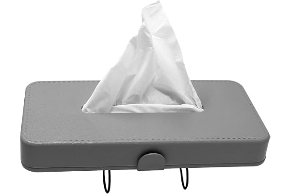 GFX Car Tissue Box Holder Universal Fit on Car Sun Shade Mountable Back Seat 1Pcs Grey