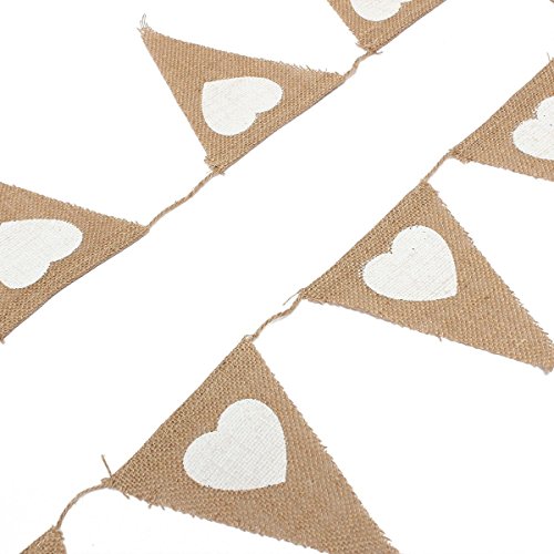 3m Wimpelkette Hochzeit Vintage Herz Jute Bunting Banner - 6