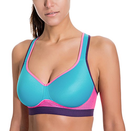 SYROKAN Damen Mid Sport BH - ohne Bügel,gepolsterten Cups,Ringerrücken