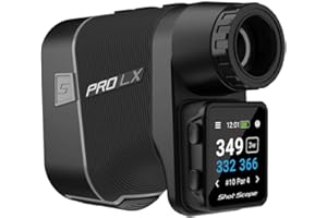 Shot Scope PRO LX+ Laser Rangefinder with Performance Tracking - F/M/B green and hazard distances - 100+ statistics including Strokes Gained - Adaptive Slope Technology - Red and black dual optics - No subscriptions