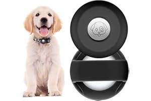 PKQTOP Pet Collar Holder for Airtag, Silicone Dog Collar Cover Compatible with Apple Airtag GPS Tracker, Waterproof Case for Cat Collar