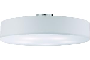 ‎LIGHTLING lightling modern Deckenleuchte in nickel matt, Stoffschirm weiß, 5 x E27 max. 60W, ø 65 cm, Höhe: 17 cm