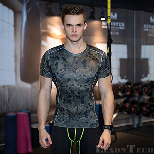 Preisvergleich Produktbild UrChoiceLtd® Neu Haut Kompression Strumpfhose Grundschicht Laufende Hemden Schnelltrocknend Atmungsaktiv Kompression Körper kurz Hülse Base layer Gesundheit Crossfit Kleidung für Männer (Größe: M, Grau)