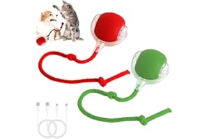 ACETEND 2 PCS Interactive Dog Rolling Ball Electric Automatic Rolling Cat Balls, Smart interactive Pet Toys for Cat & Dog, Puppy and Kitten (Red+Green)