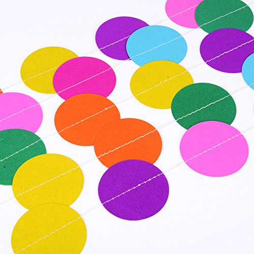 Outus 2 Packung 4 Meter Runde Papier Girlande Verschiedene Farben Kreis Punkte Hängend Dekorationen für Geburtstag Hochzeit Party - 2