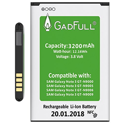 GadFull® Akku für Samsung Galaxy Note 3 | 2018 Baujahr | Entspricht dem Original EB-B800BE Lithium-Ionen-Akku der Modelle GT-N9000 | GT-N9005 | GT-N 9006 | GT-N9009 | Ersatz Handy-Akku für Ihr Smartphone | Perfekt als Ersatz-Akku reviews GadFull® Akku für Samsung Galaxy Note 3 | 2018 Baujahr | Entspricht dem Original EB-B800BE Lithium-Ionen-Akku der Modelle GT-N9000 | GT-N9005 | GT-N 9006 | GT-N9009 | Ersatz Handy-Akku für Ihr Smartphone | Perfekt als Ersatz-Akku