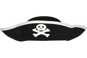 Boland 81909 - Kapelusz pirata, dla dzieci, trójostrzowy, pirat, kapitan, swobodny, czarny, czaszka, karnawał, impreza tematyczna, Halloween, przebranie, kostium, teatr
