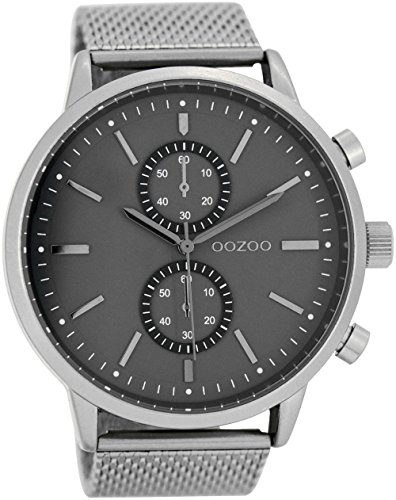 Oozoo Herrenuhr mit Metallband 48 MM Silber/Grau C7464