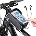 Produktbild RSWLED Fahrrad Rahmentasche, Wasserdicht Fahrradtasche Oberrohrtasche Handytasche mit Kopfhörerloch TPU Touchscreen MTB Fahrrad Handyhalter für Smartphones bis 6 Zoll